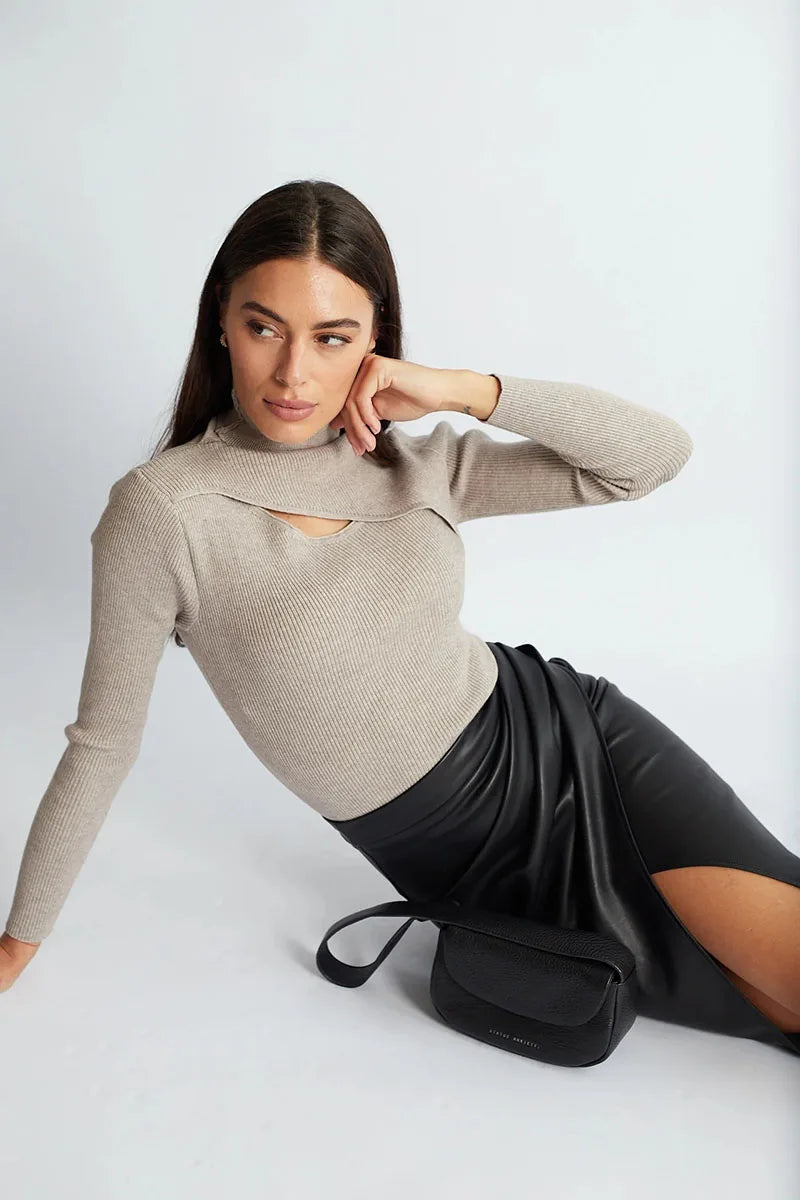 Camila | Falda lápiz de cuero sintético