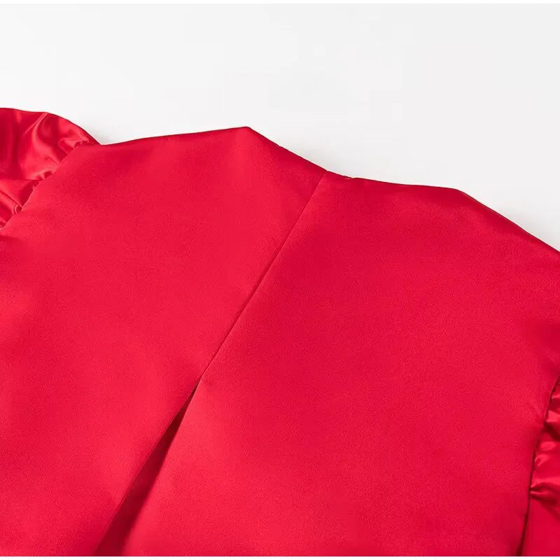 Carmen | Blusa satinada con mangas abullonadas