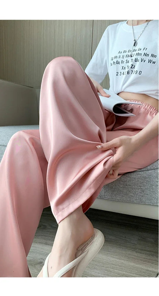 Dolores | Pantalones anchos de satén de cintura alta