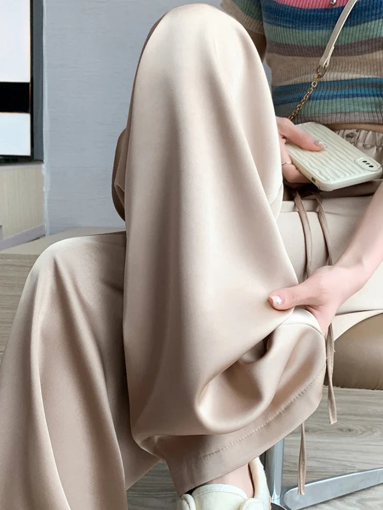 Dolores | Pantalones anchos de satén de cintura alta