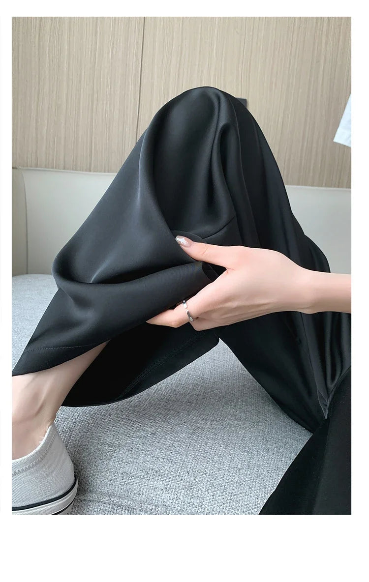 Dolores | Pantalones anchos de satén de cintura alta