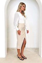 Camila | Falda lápiz de cuero sintético