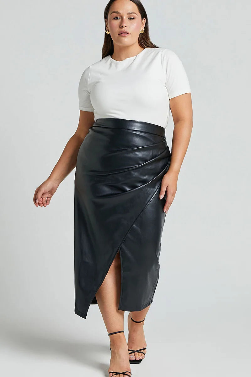 Camila | Falda lápiz de cuero sintético