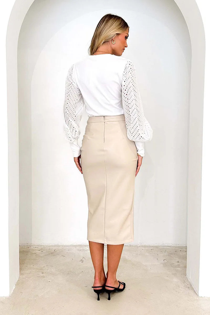 Camila | Falda lápiz de cuero sintético