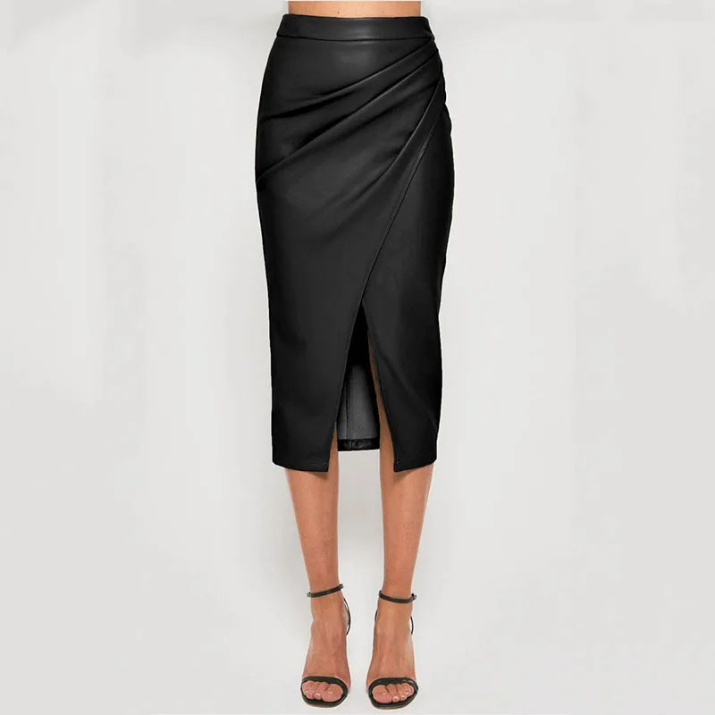 Camila | Falda lápiz de cuero sintético