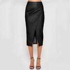 Camila | Falda lápiz de cuero sintético