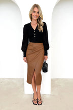 Camila | Falda lápiz de cuero sintético