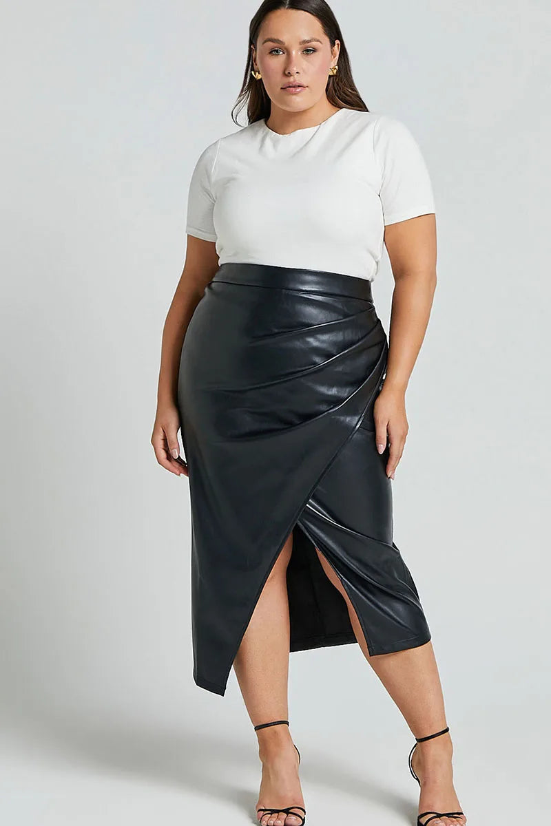 Camila | Falda lápiz de cuero sintético