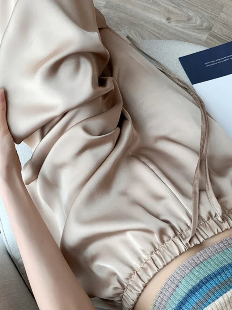 Dolores | Pantalones anchos de satén de cintura alta